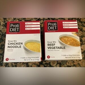 ProtiDiet Chicken Noodle and Beef Vegetable Soup Mix